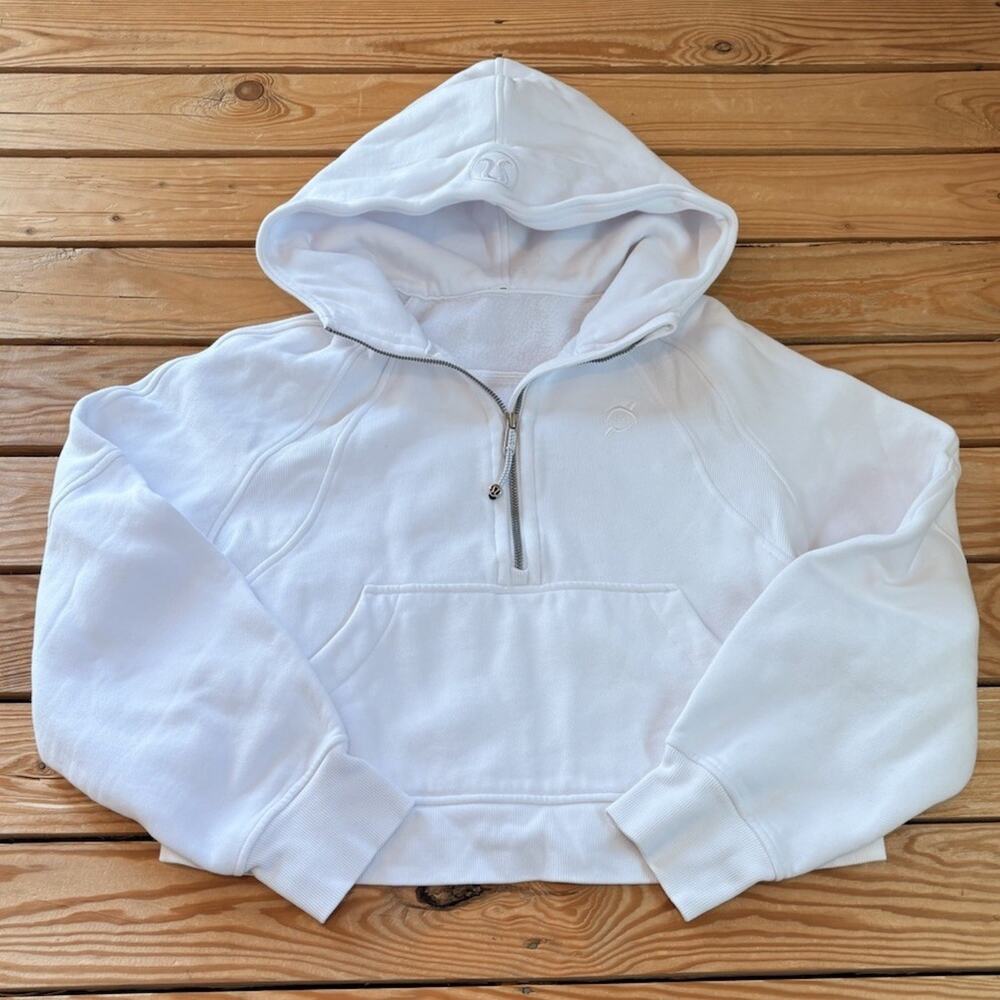 Lululemon Women’s 1/2 Zip Hoodie Scuba Cropped Sweatshirt Size XS White AA